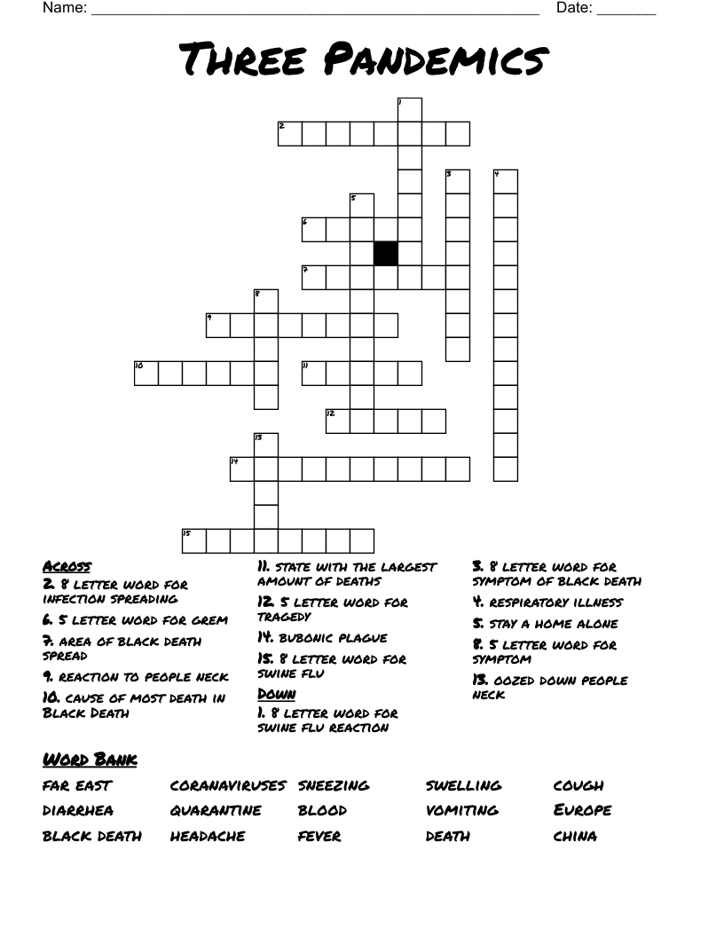 Three Pandemics Crossword