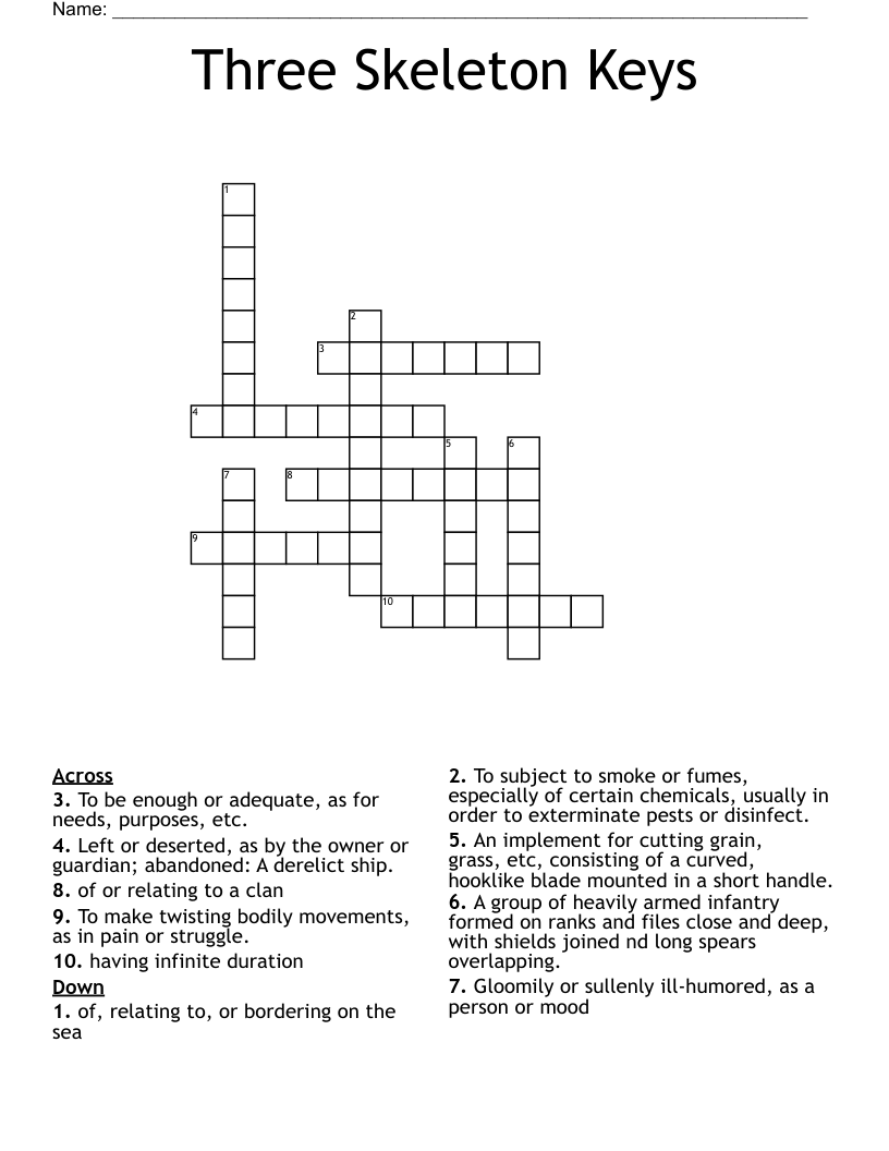 Three Skeleton Keys Crossword