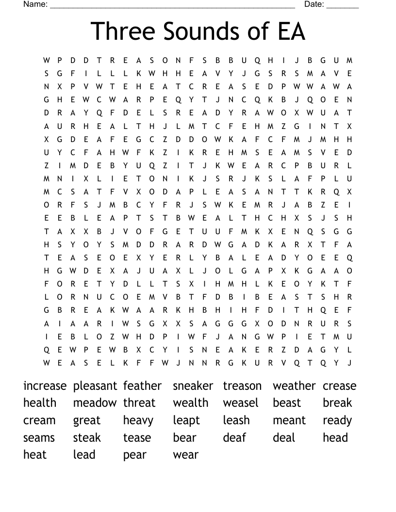 Three Sounds of EA Word Search