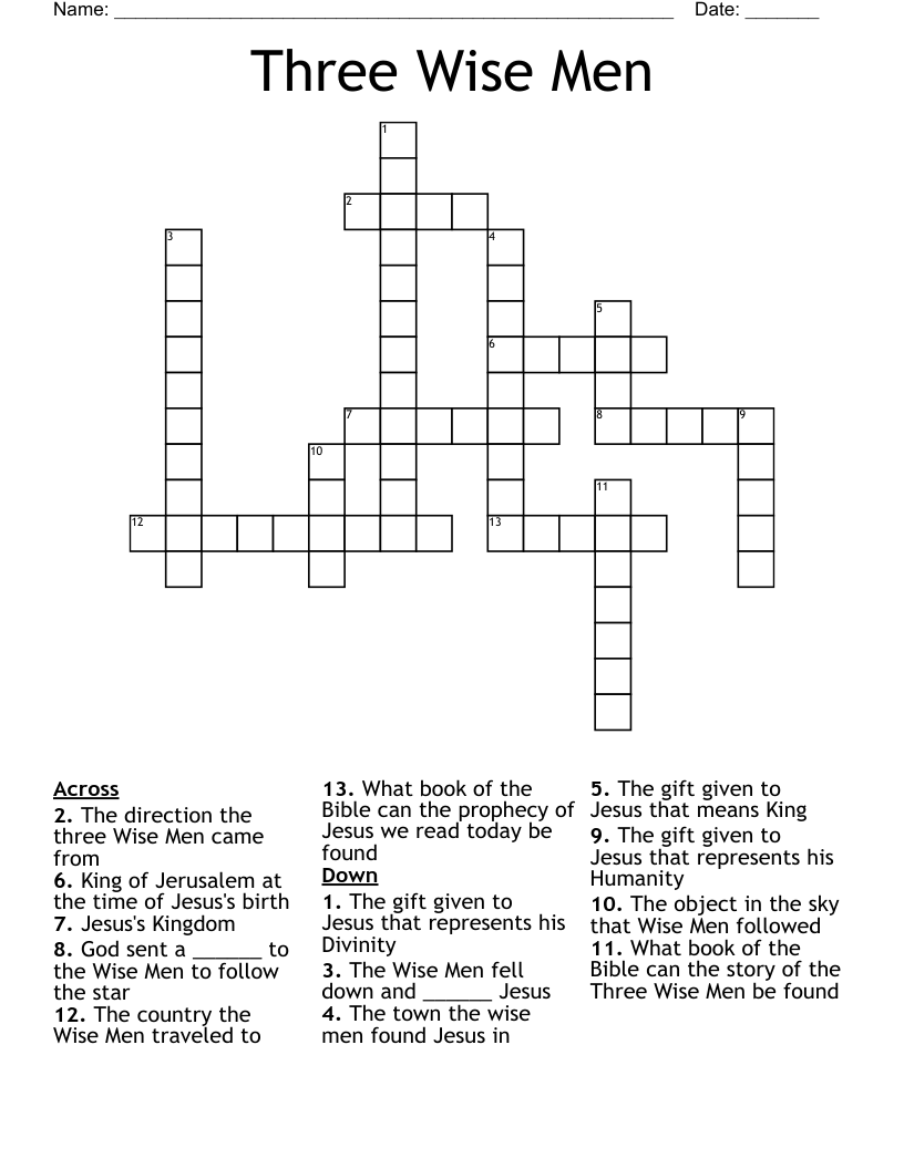Three Wise Men Crossword