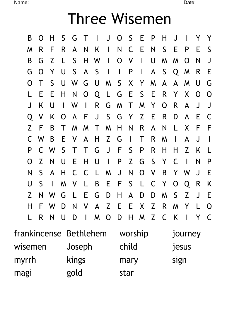 Three Wisemen Word Search