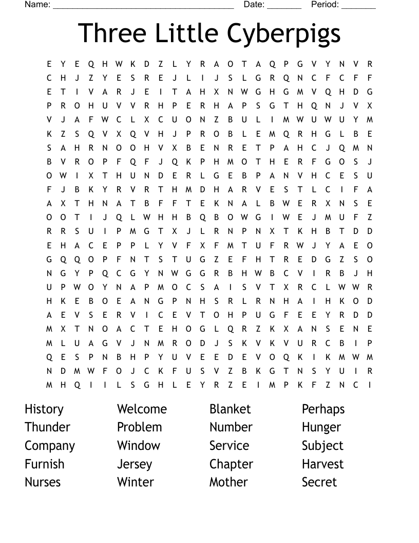 Three  Little  Cyberpigs Word Search