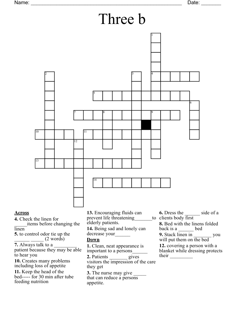 Three b Crossword