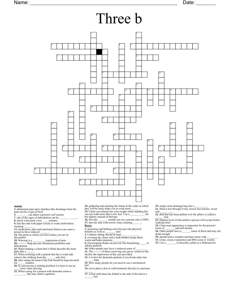 Three b Crossword