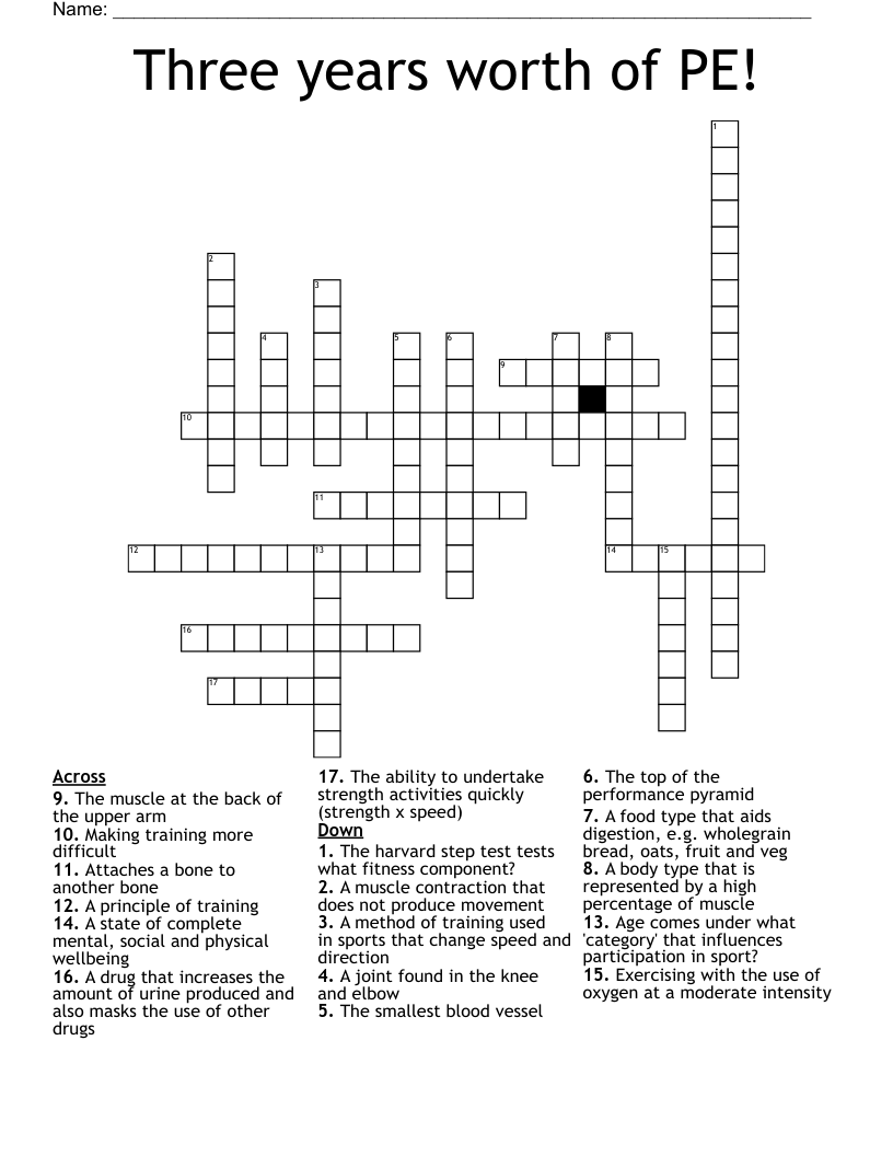 Three years worth of PE! Crossword