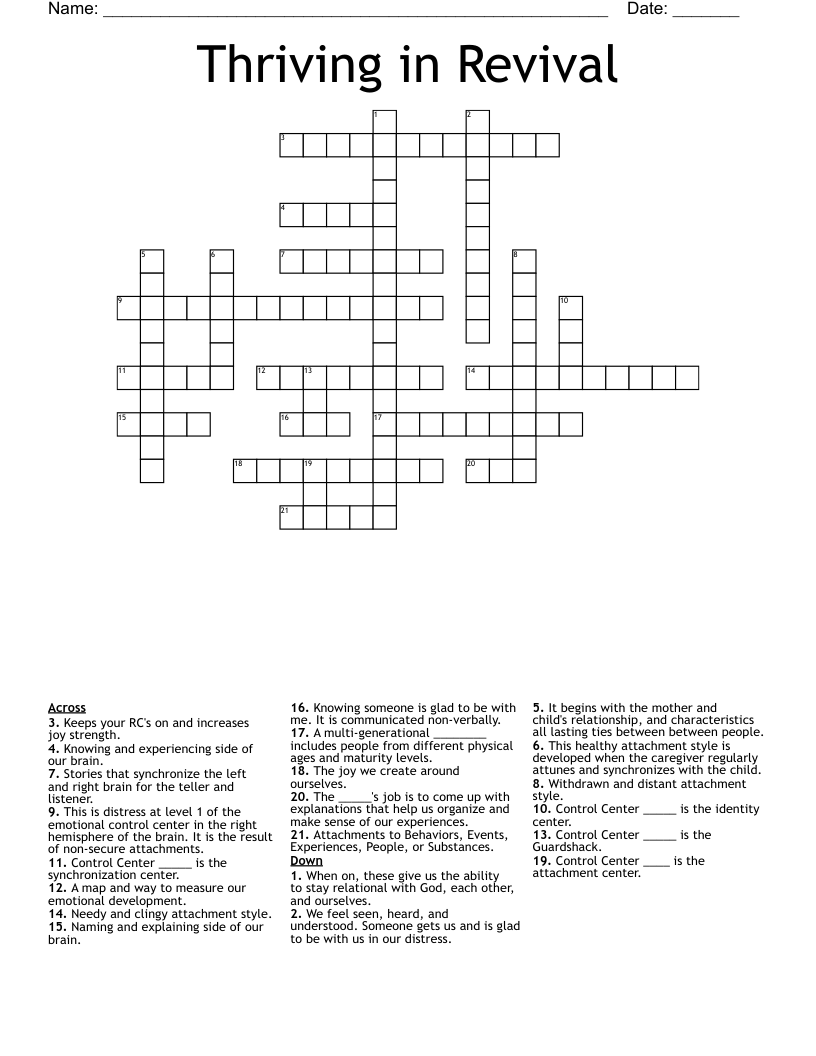 Thriving in Revival Crossword