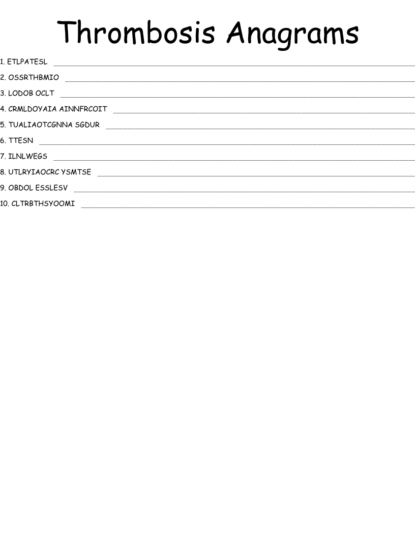 Thrombosis Anagrams Word Scramble