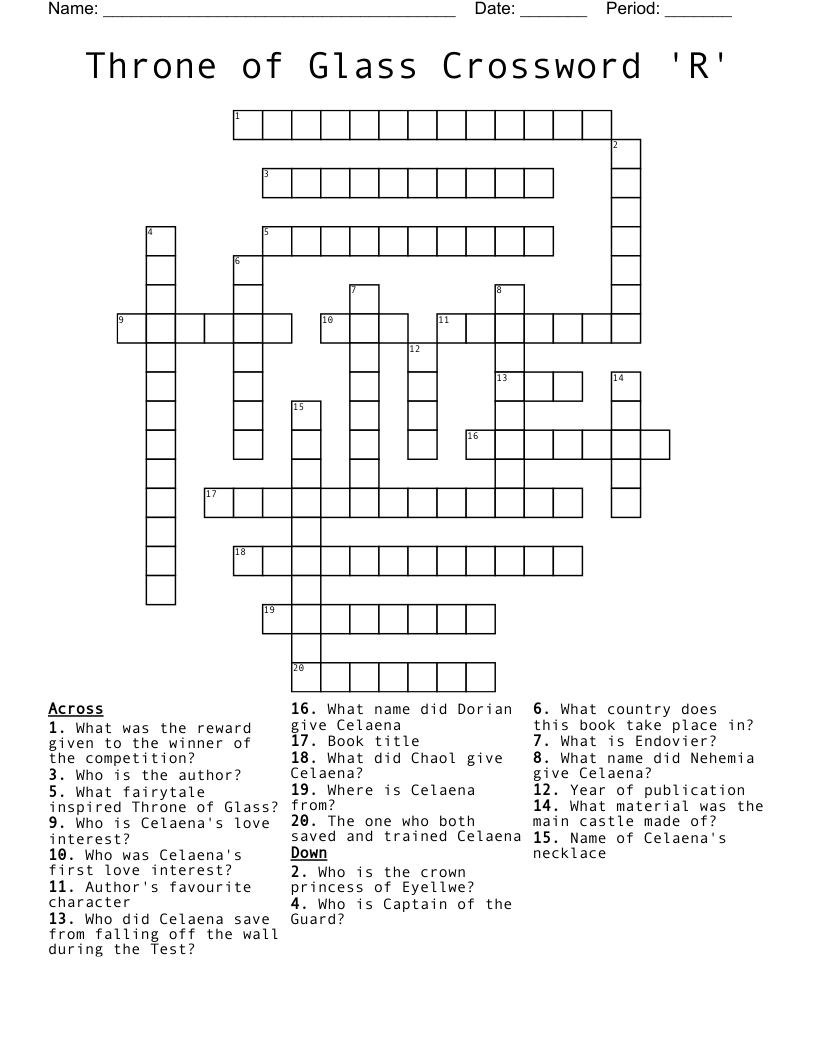 Throne of Glass Crossword 'R'