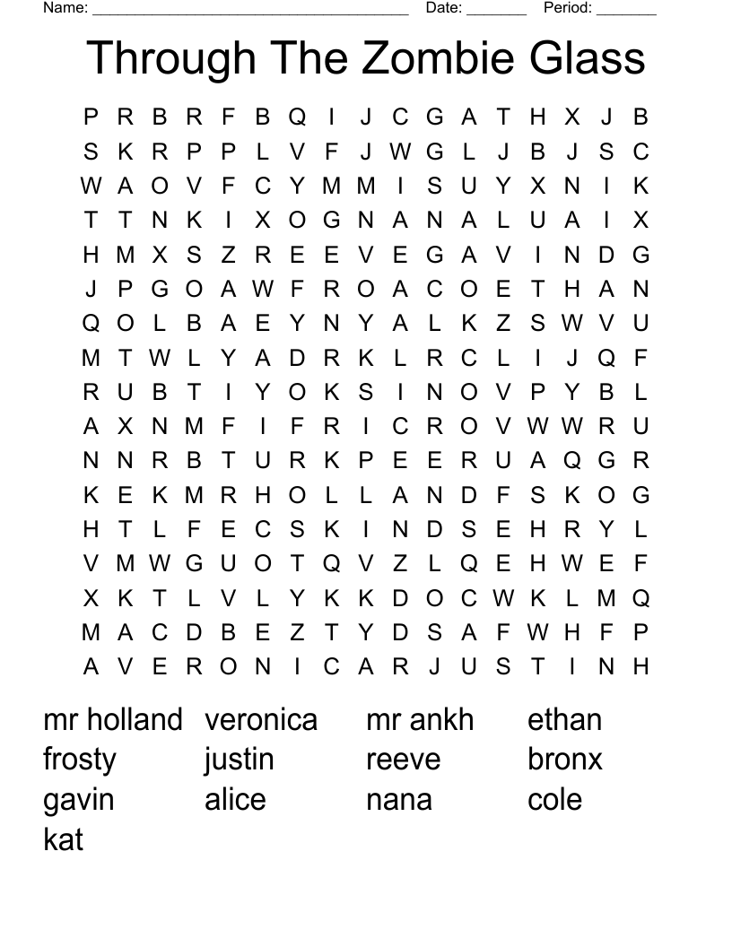Through The Zombie Glass Word Search