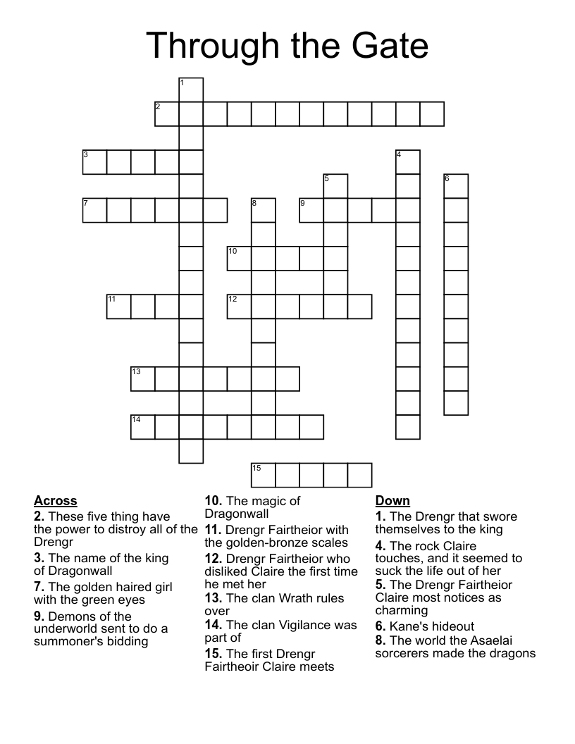 Through the Gate Crossword