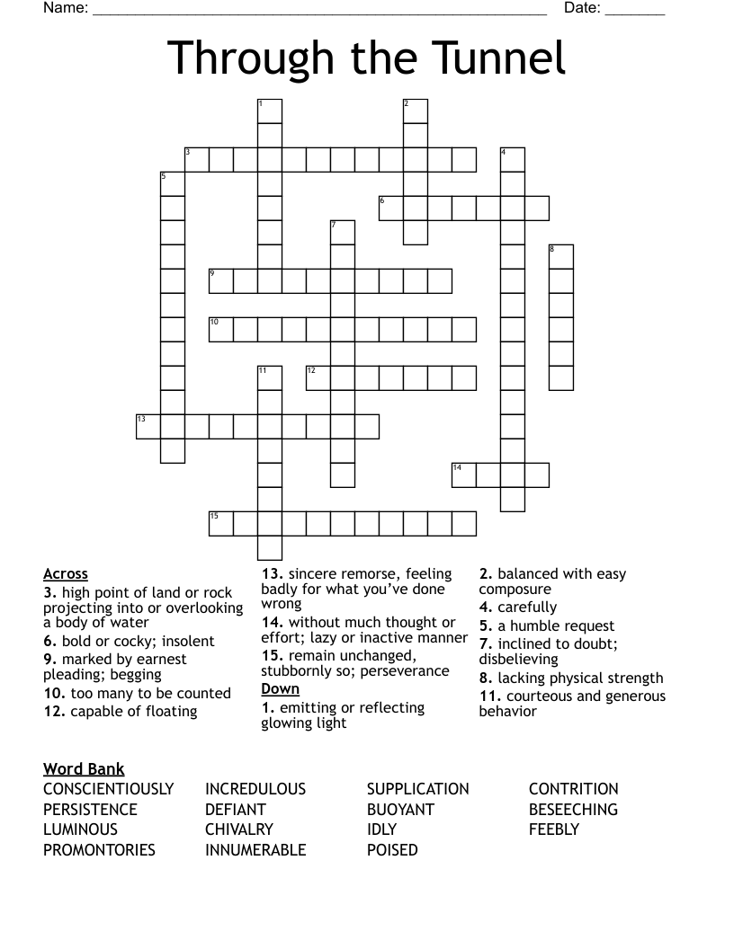 Through the Tunnel Crossword