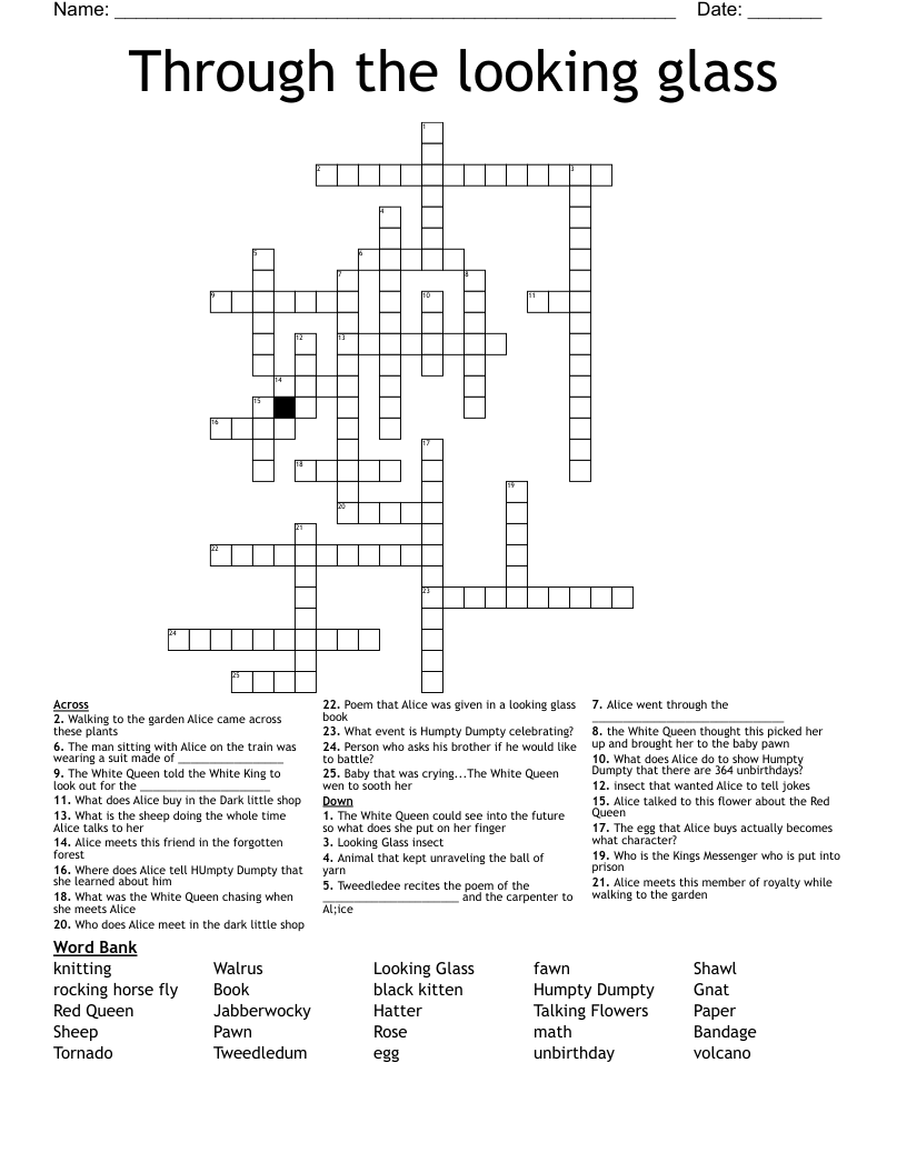 Through the looking glass Crossword