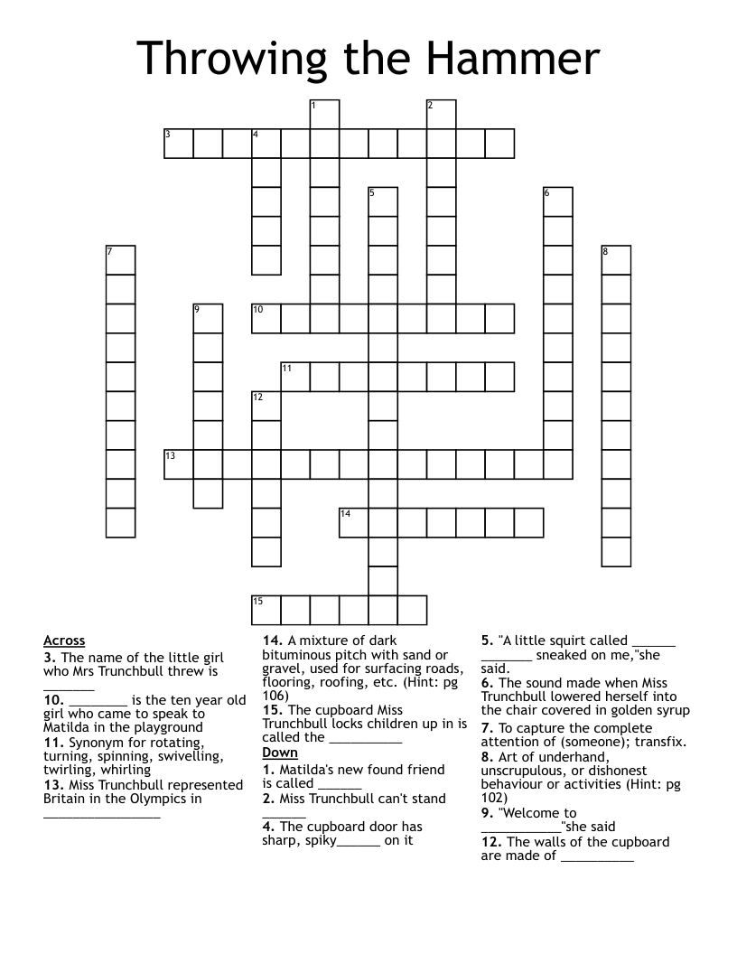 Throwing the Hammer Crossword