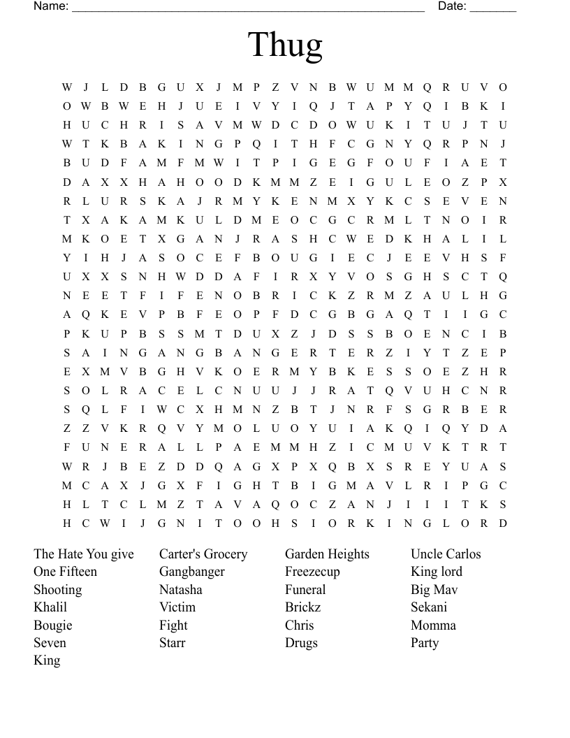 Thug Word Search