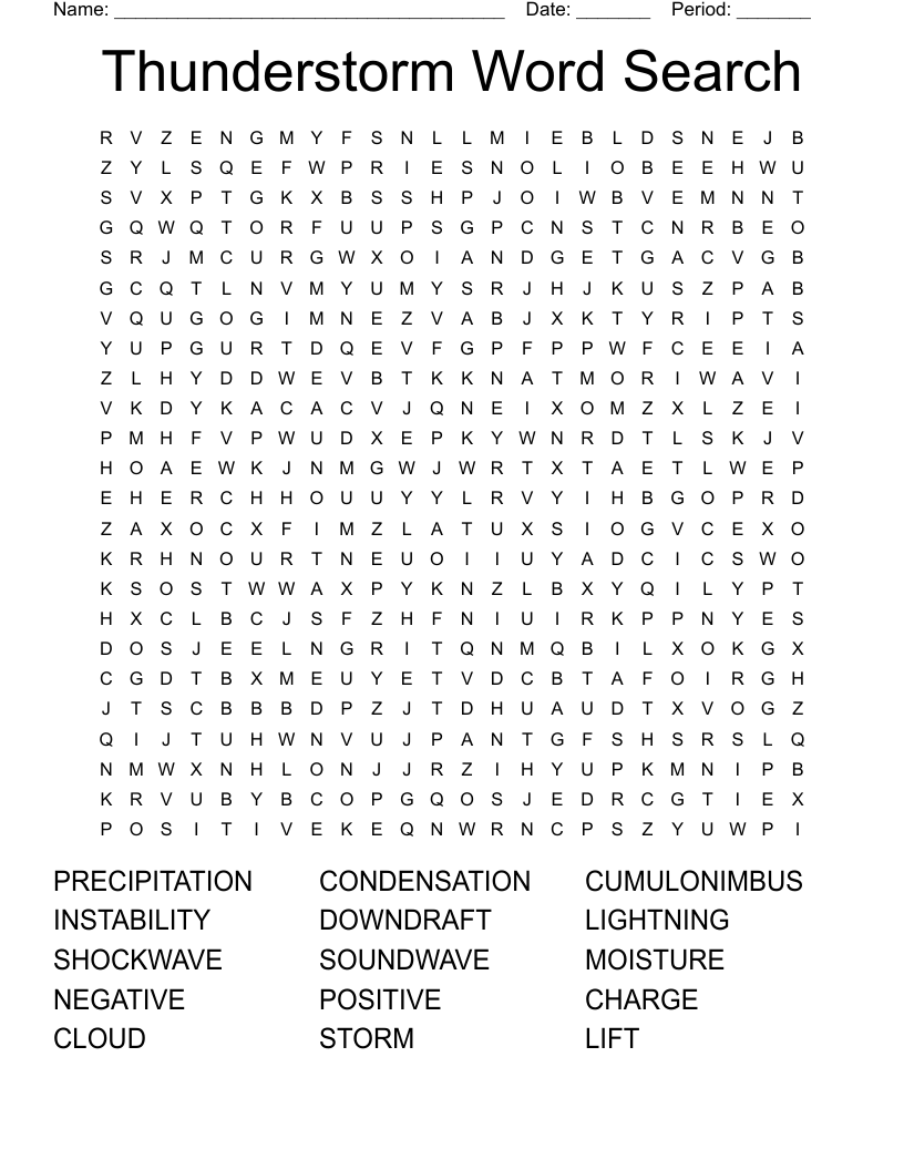 Thunderstorm Word Search