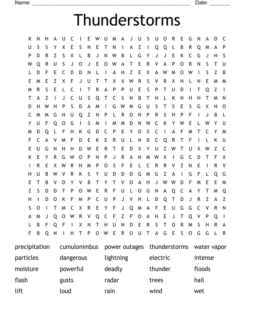 Thunderstorms Word Search