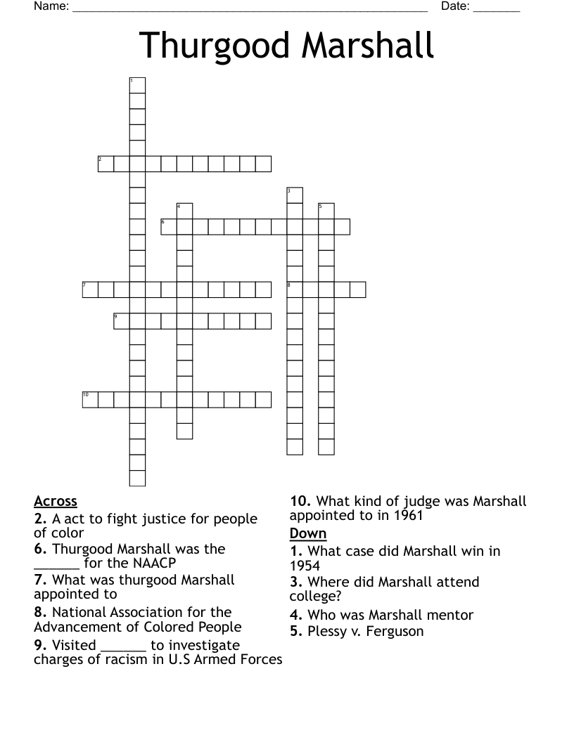 Thurgood Marshall Crossword