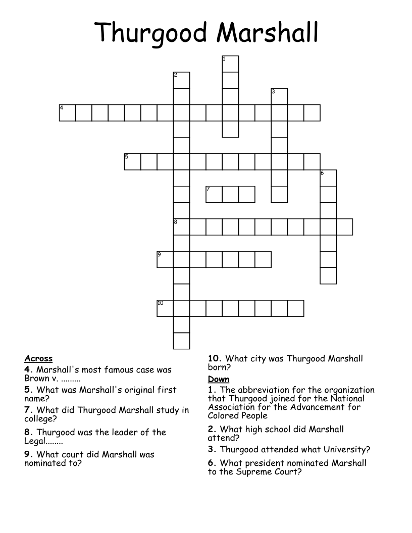 Thurgood Marshall Crossword