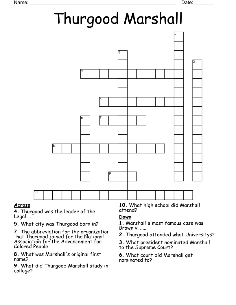 Thurgood Marshall Crossword