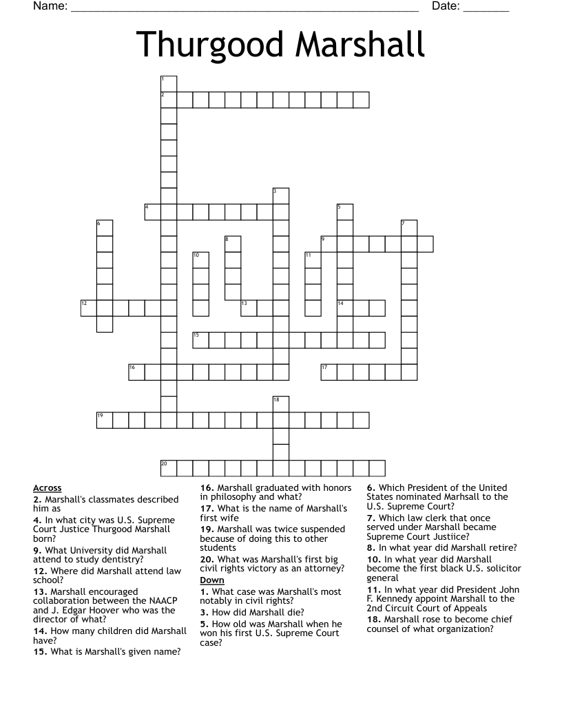 Thurgood Marshall Crossword