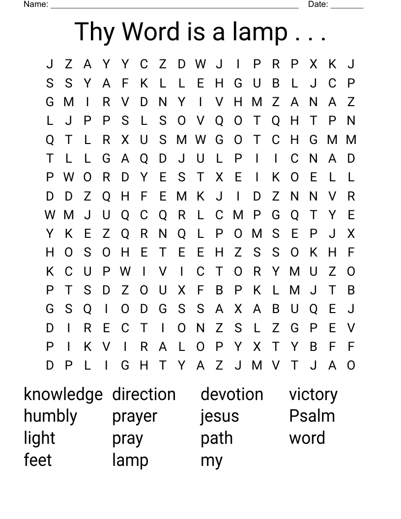 Thy Word is a lamp . . .  Word Search