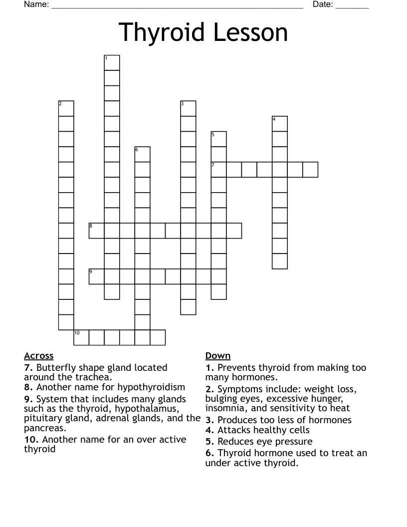 Thyroid Lesson  Crossword
