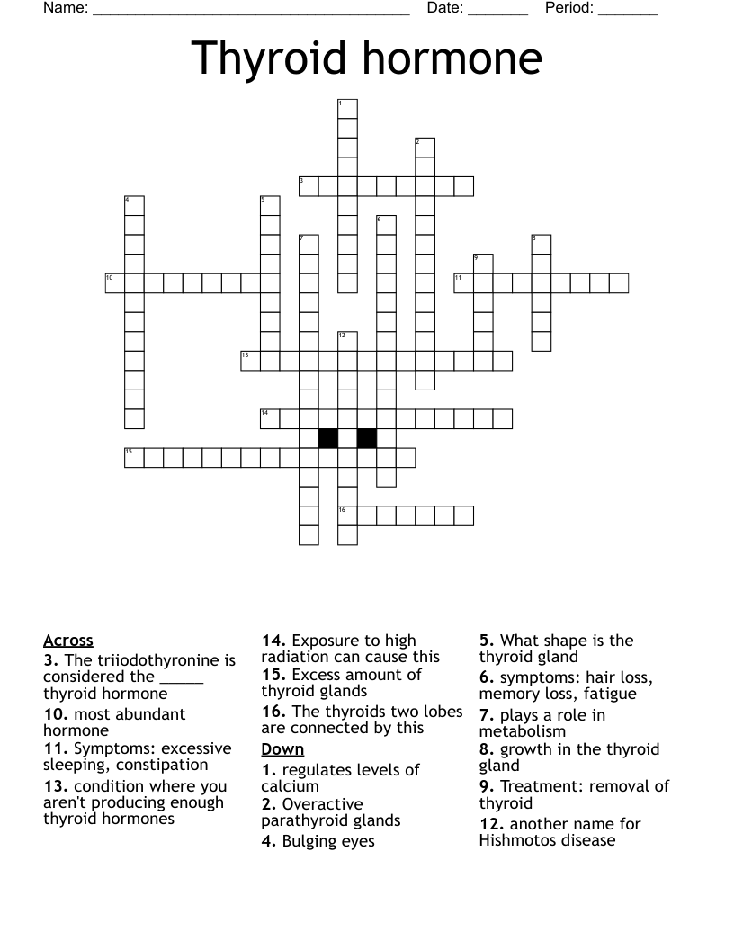 Thyroid hormone Crossword