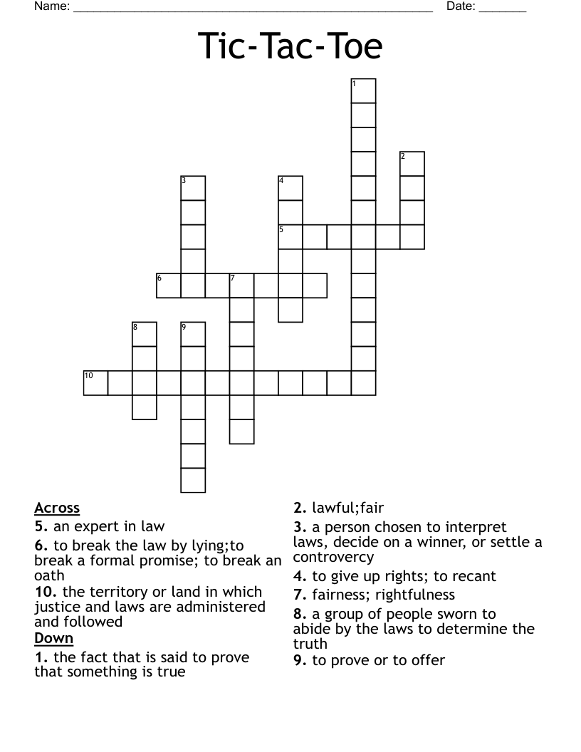 Tic-Tac-Toe Crossword