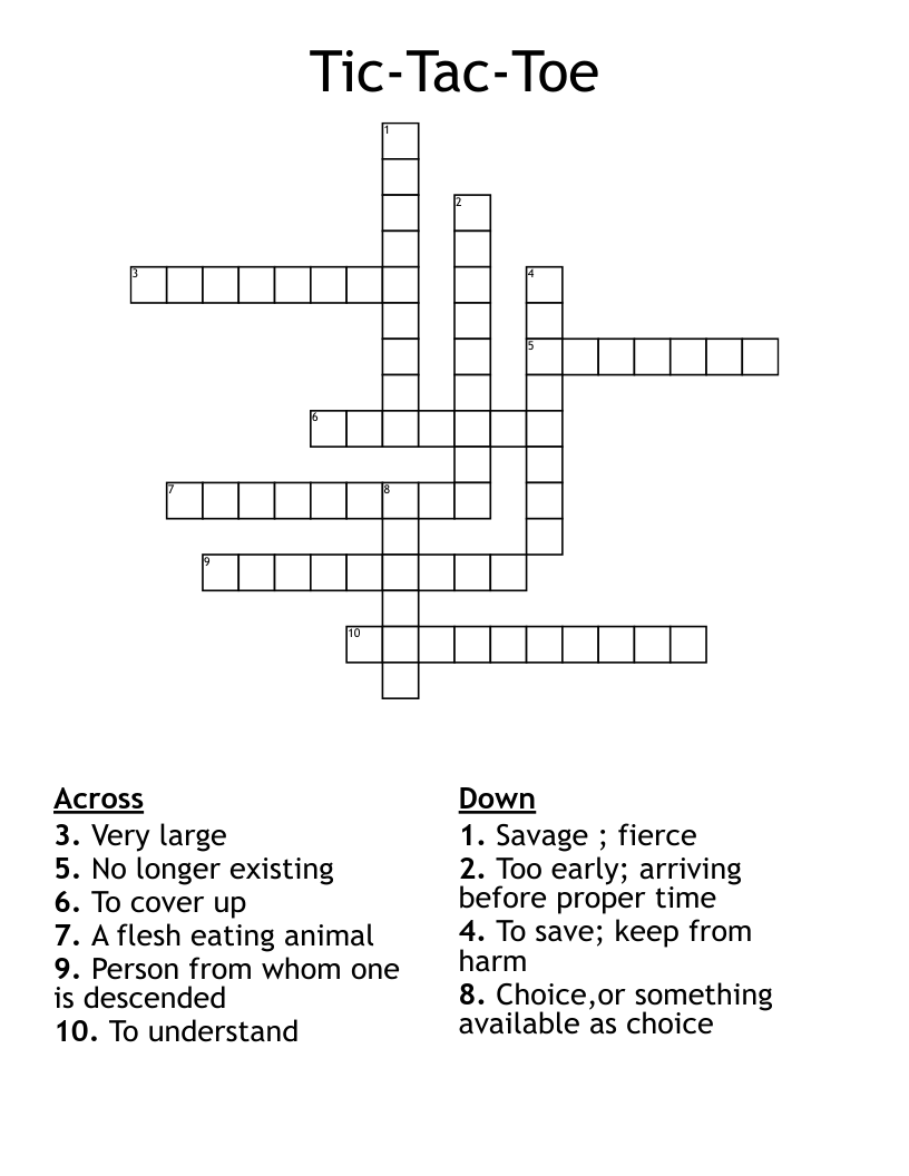 Tic-Tac-Toe Crossword