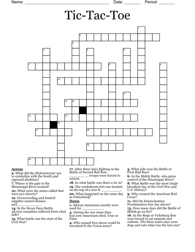 Tic-Tac-Toe Crossword