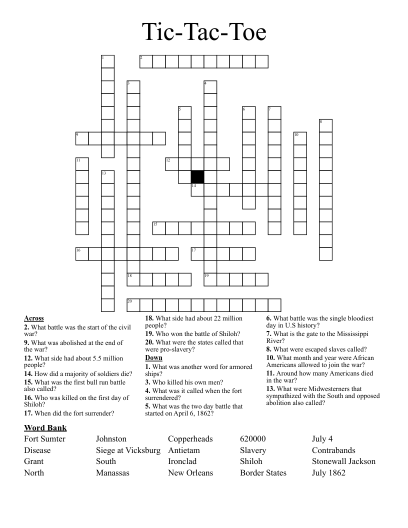 Tic-Tac-Toe Crossword