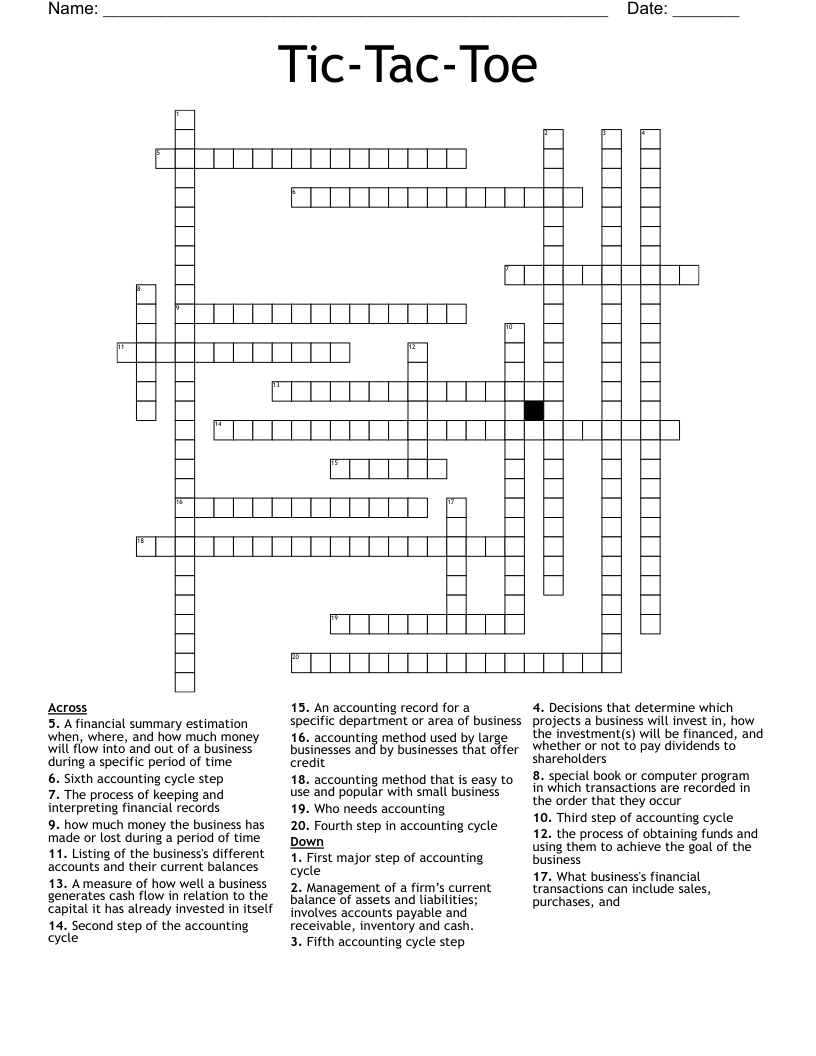 Tic-Tac-Toe Crossword