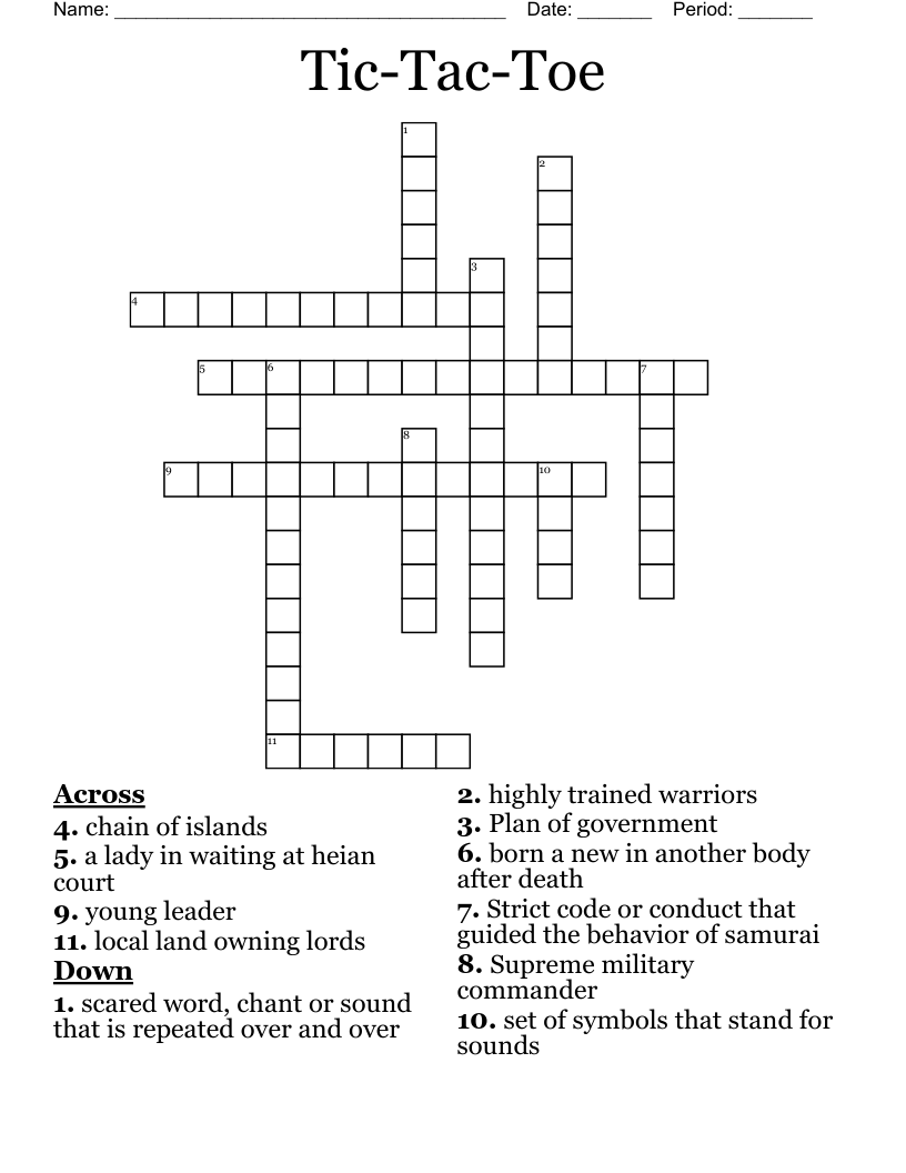 Tic-Tac-Toe Crossword