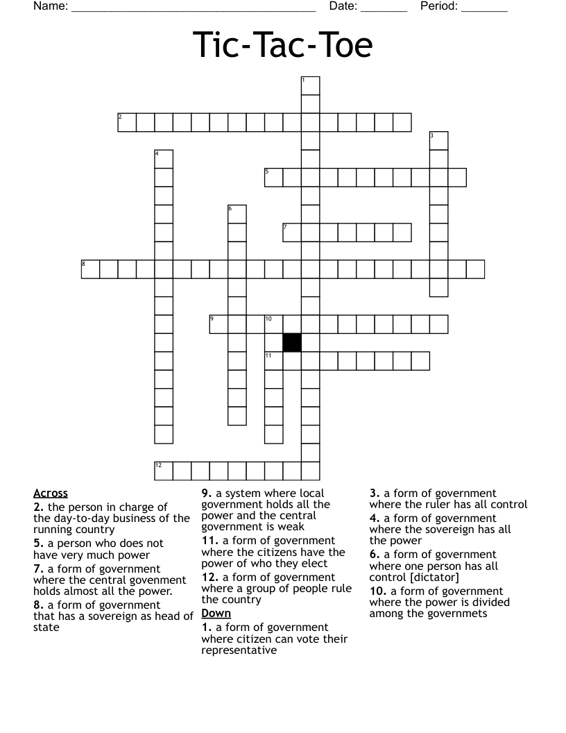 Tic-Tac-Toe Crossword