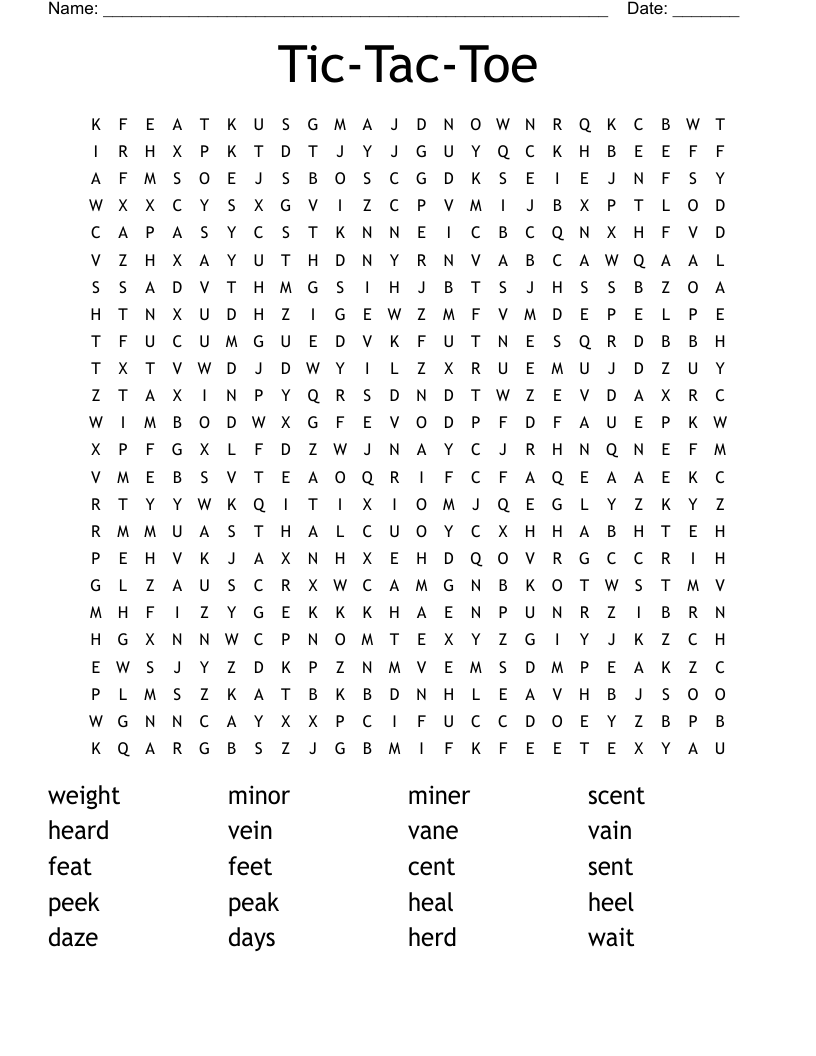 Tic-Tac-Toe Word Search