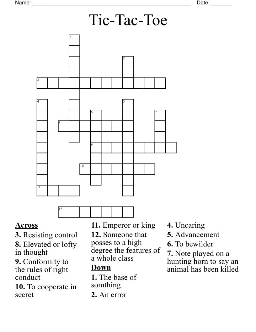 Tic-Tac-Toe Crossword