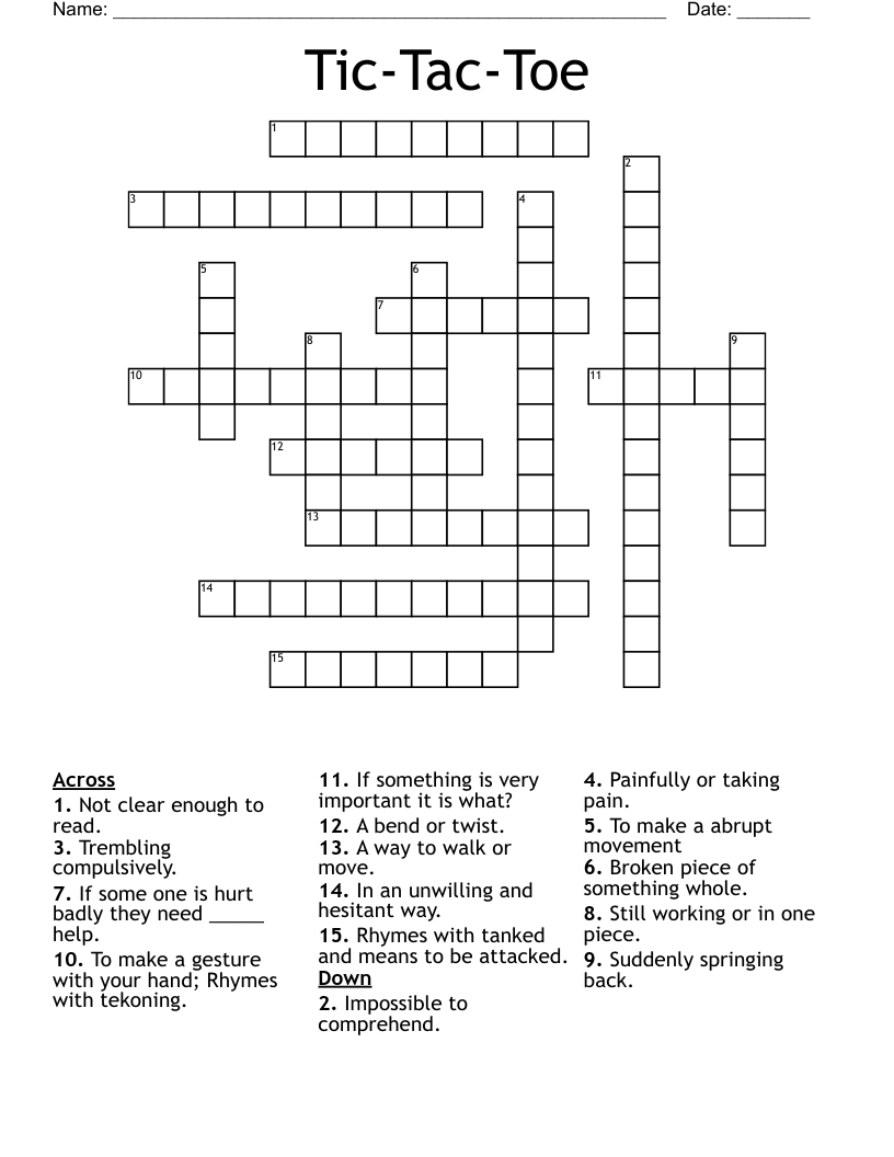 Tic-Tac-Toe Crossword