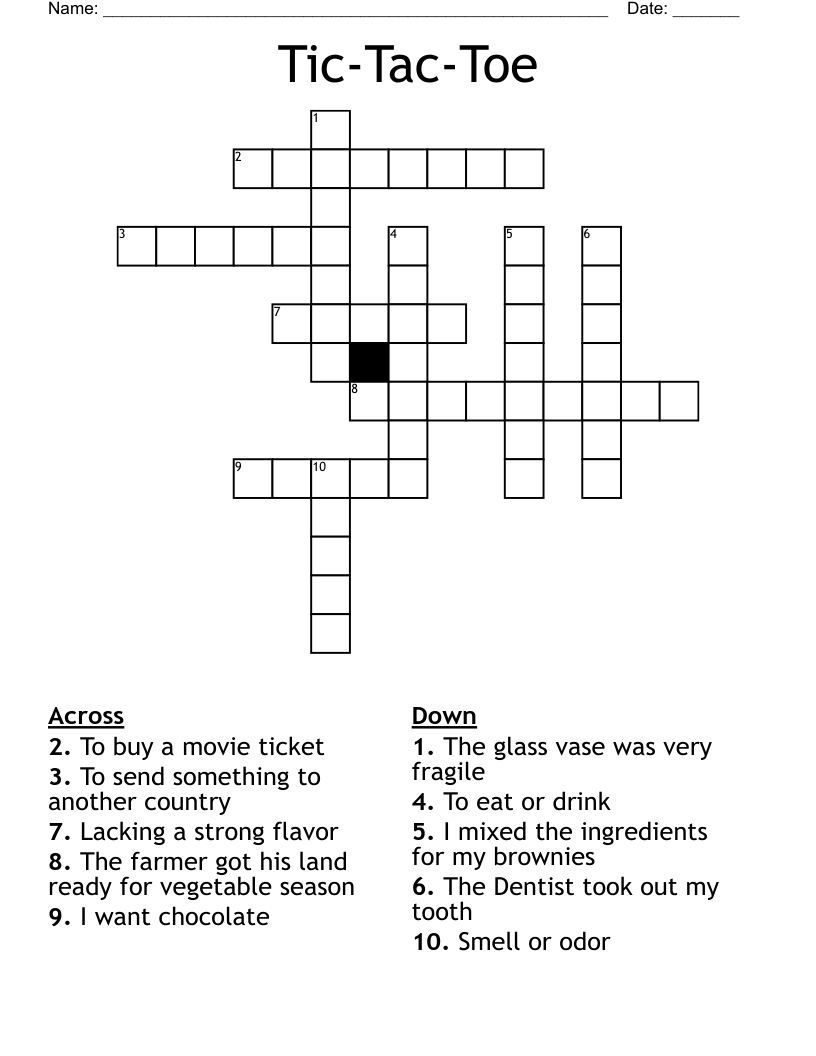 Tic-Tac-Toe Crossword