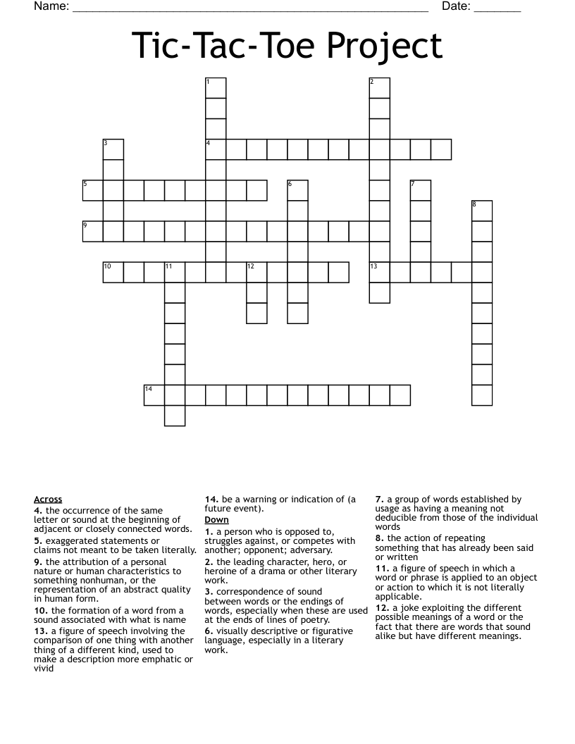 Tic-Tac-Toe Project  Crossword