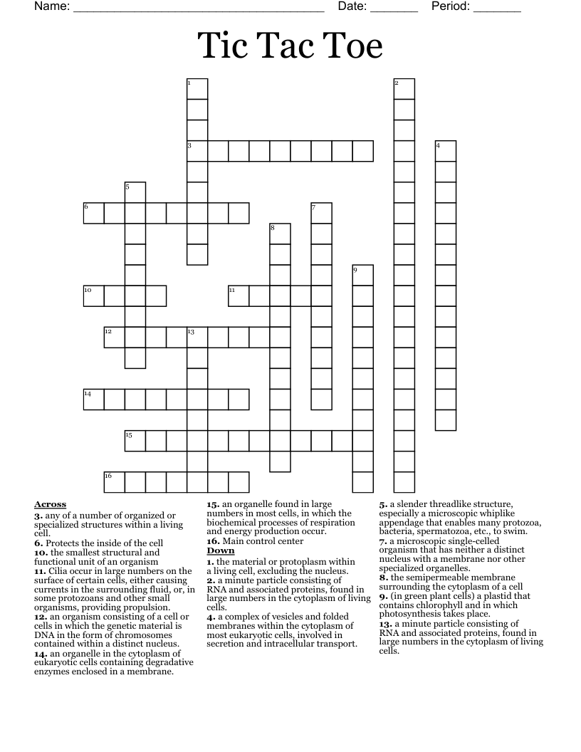 Tic Tac Toe Crossword