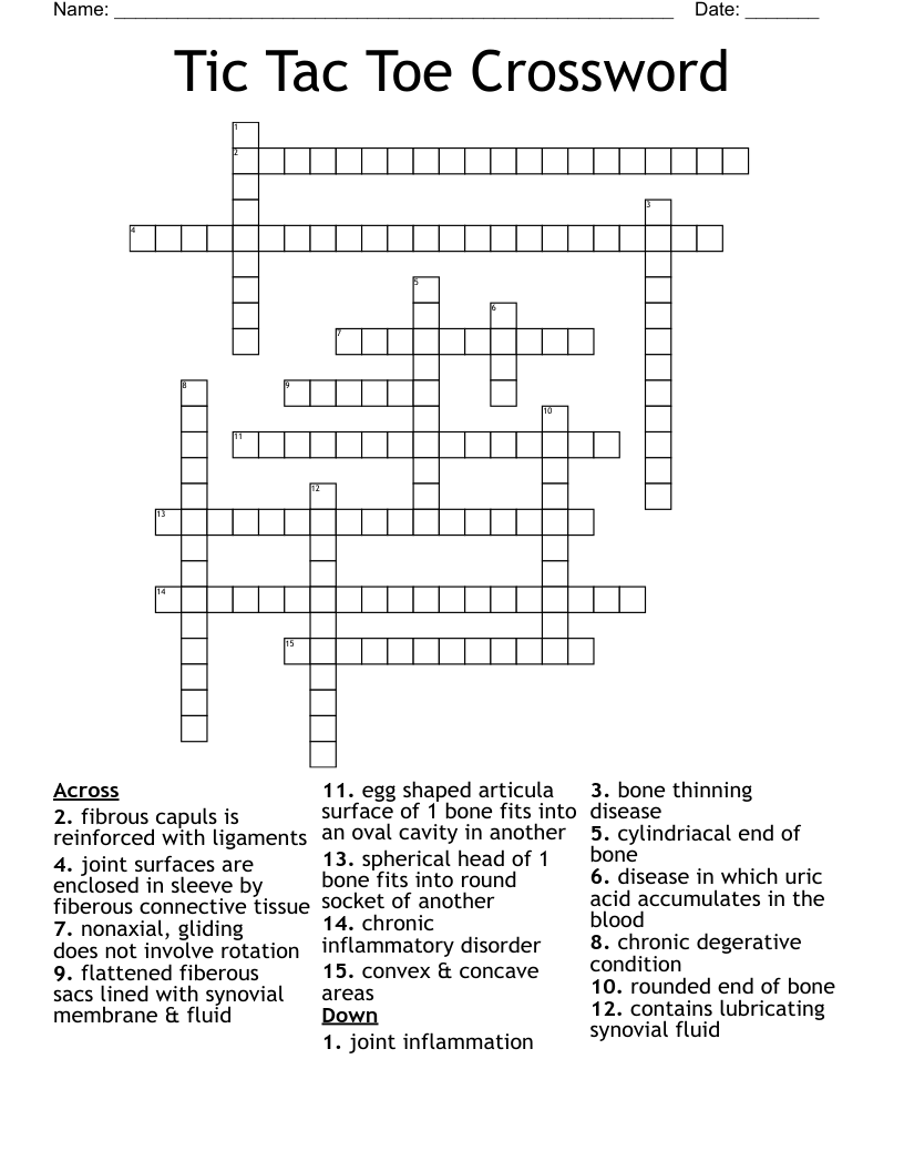 Tic Tac Toe Crossword