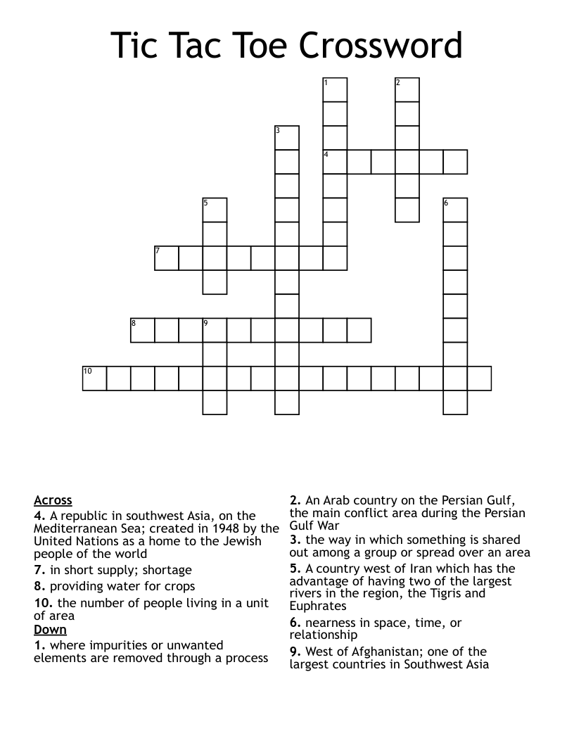Tic Tac Toe Crossword