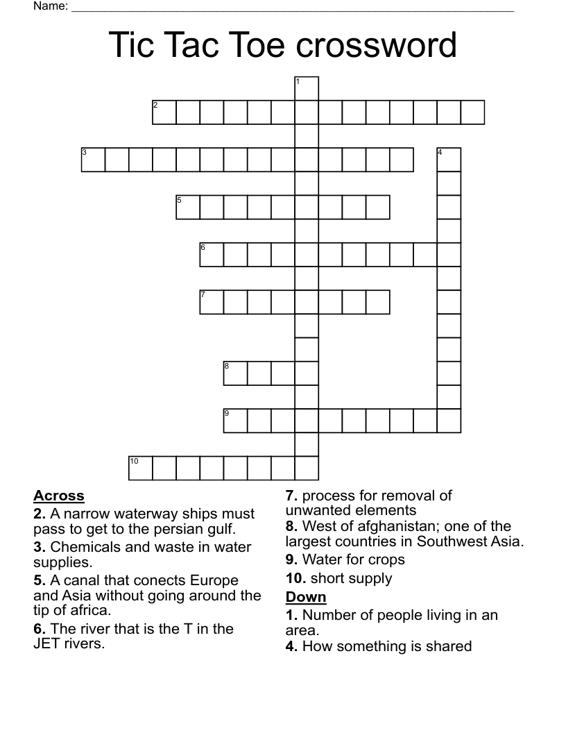 Tic Tac Toe crossword
