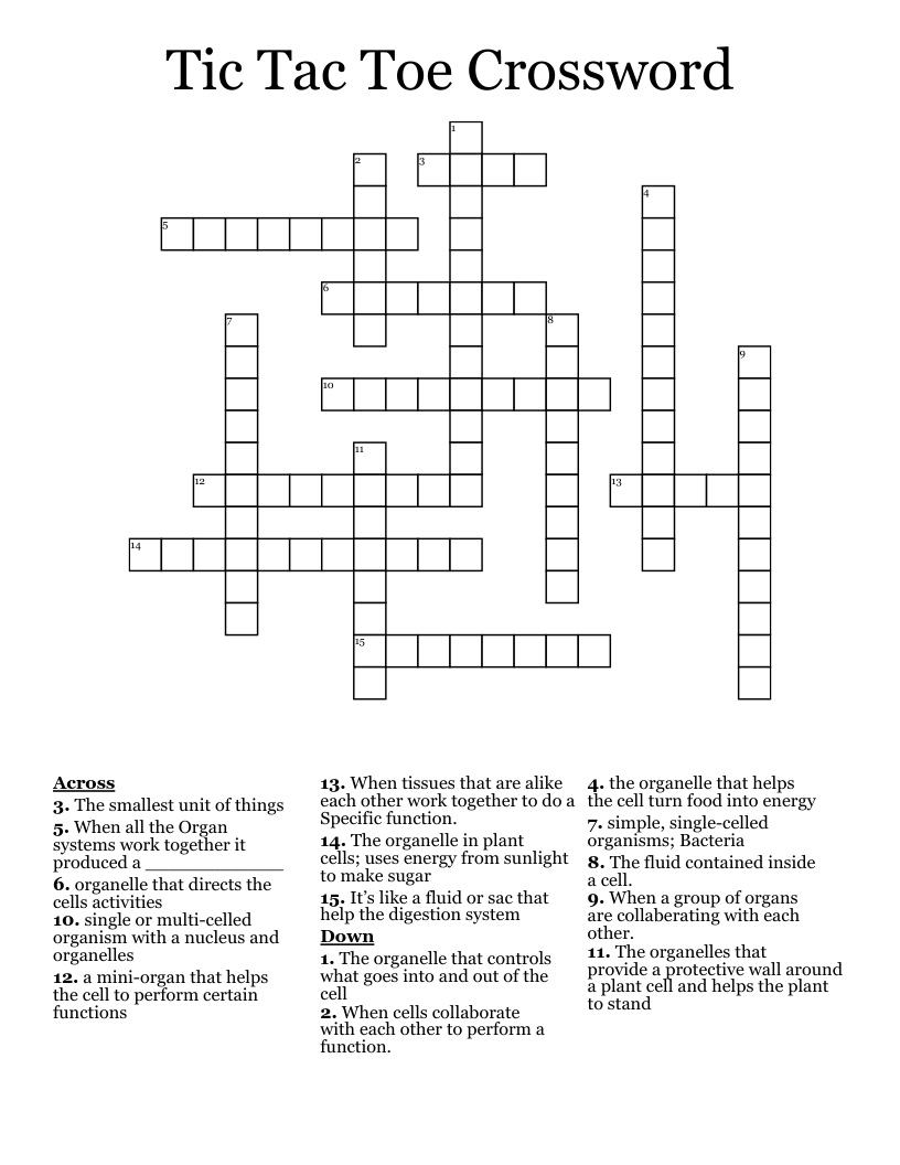 Tic Tac  Toe Crossword