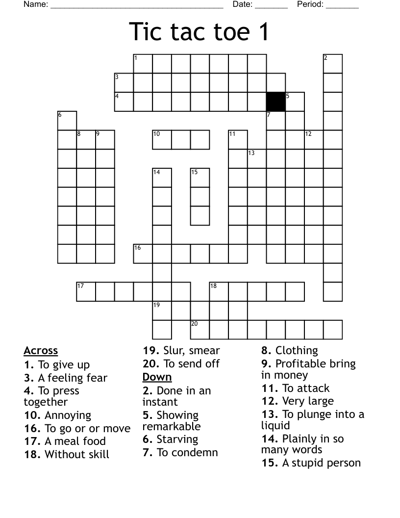 Tic tac toe 1 Crossword