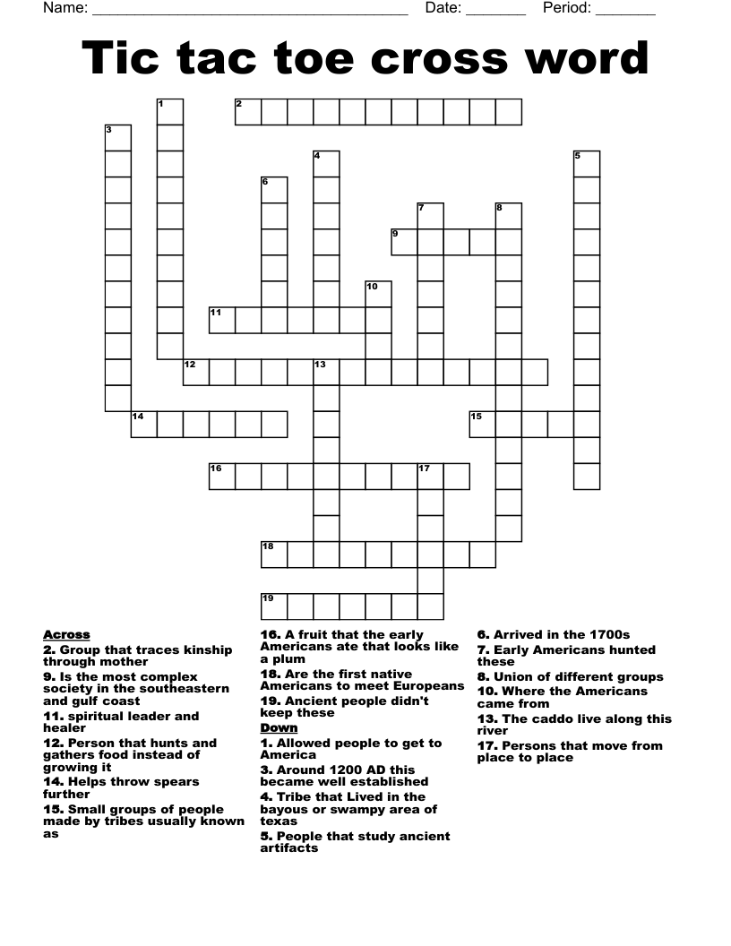 Tic tac toe cross word