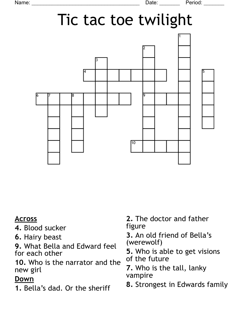 Tic tac toe twilight Crossword