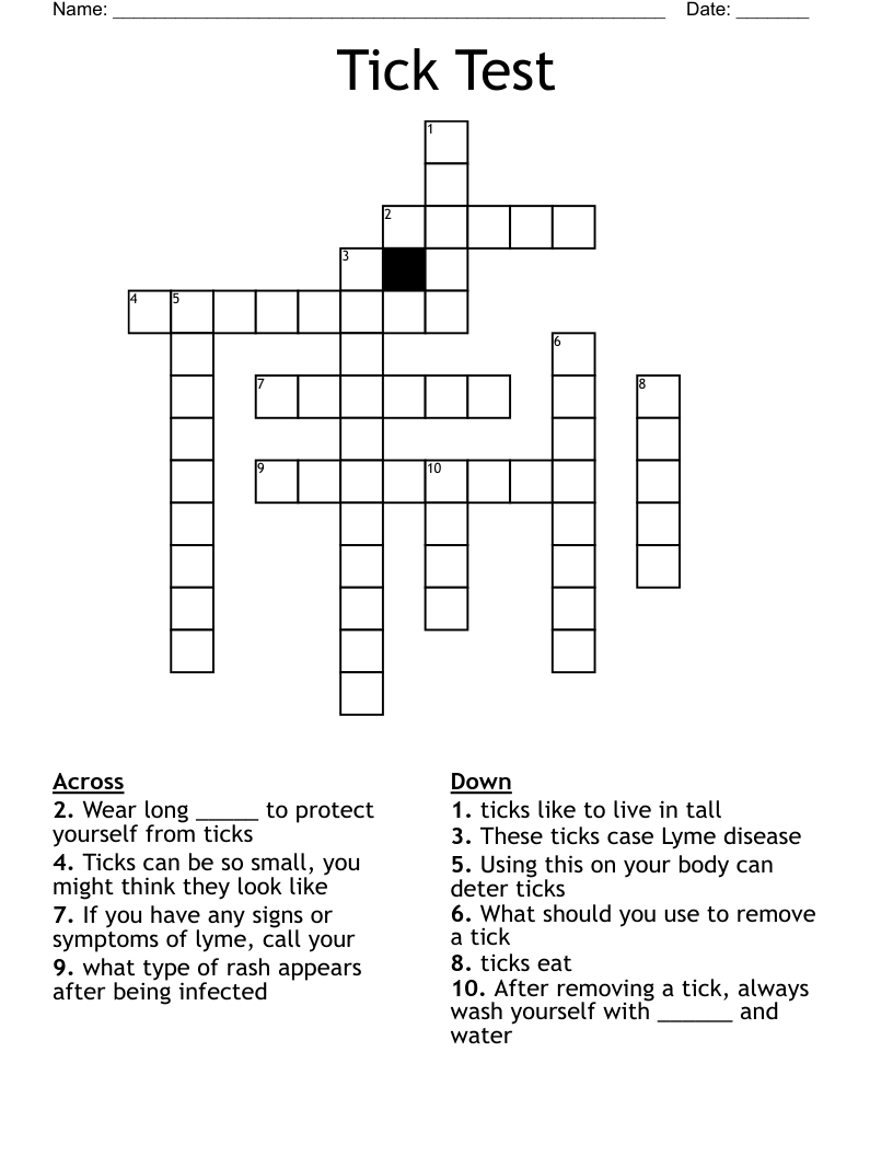 Tick Test Crossword