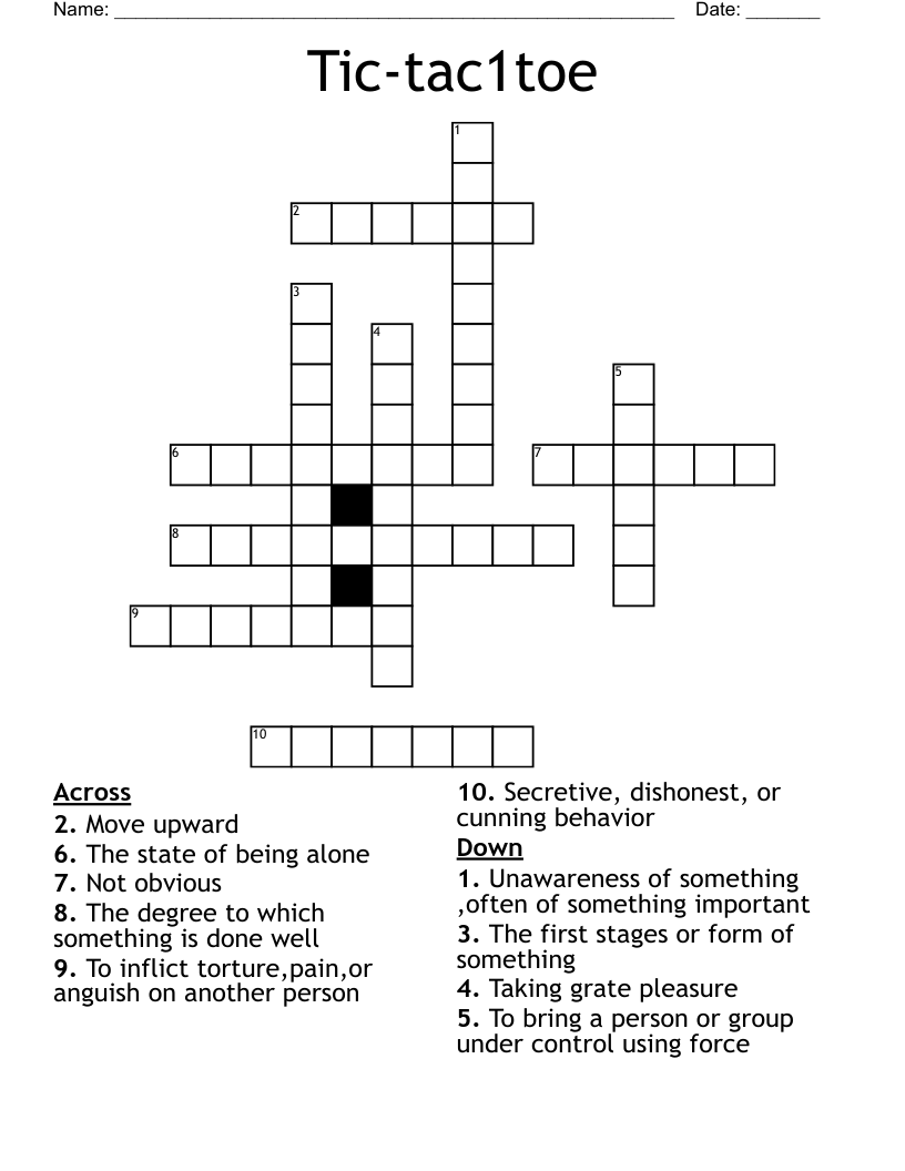 Tic-tac1toe Crossword