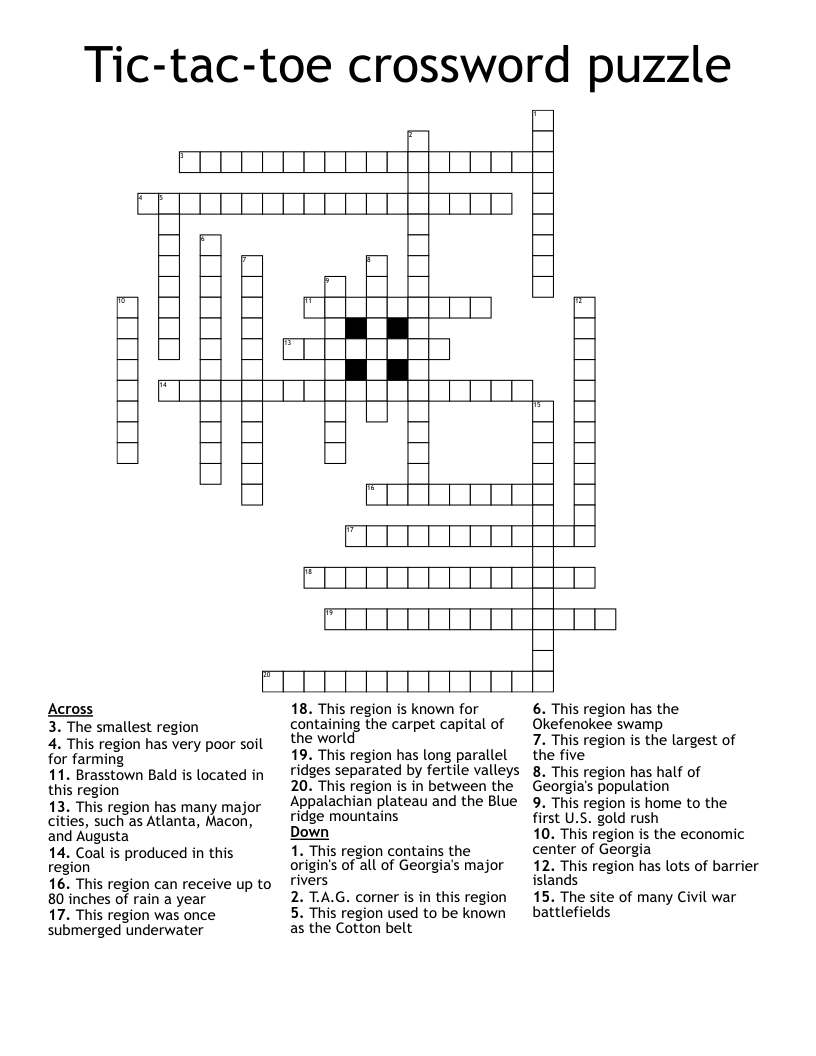 Tic-tac-toe crossword puzzle
